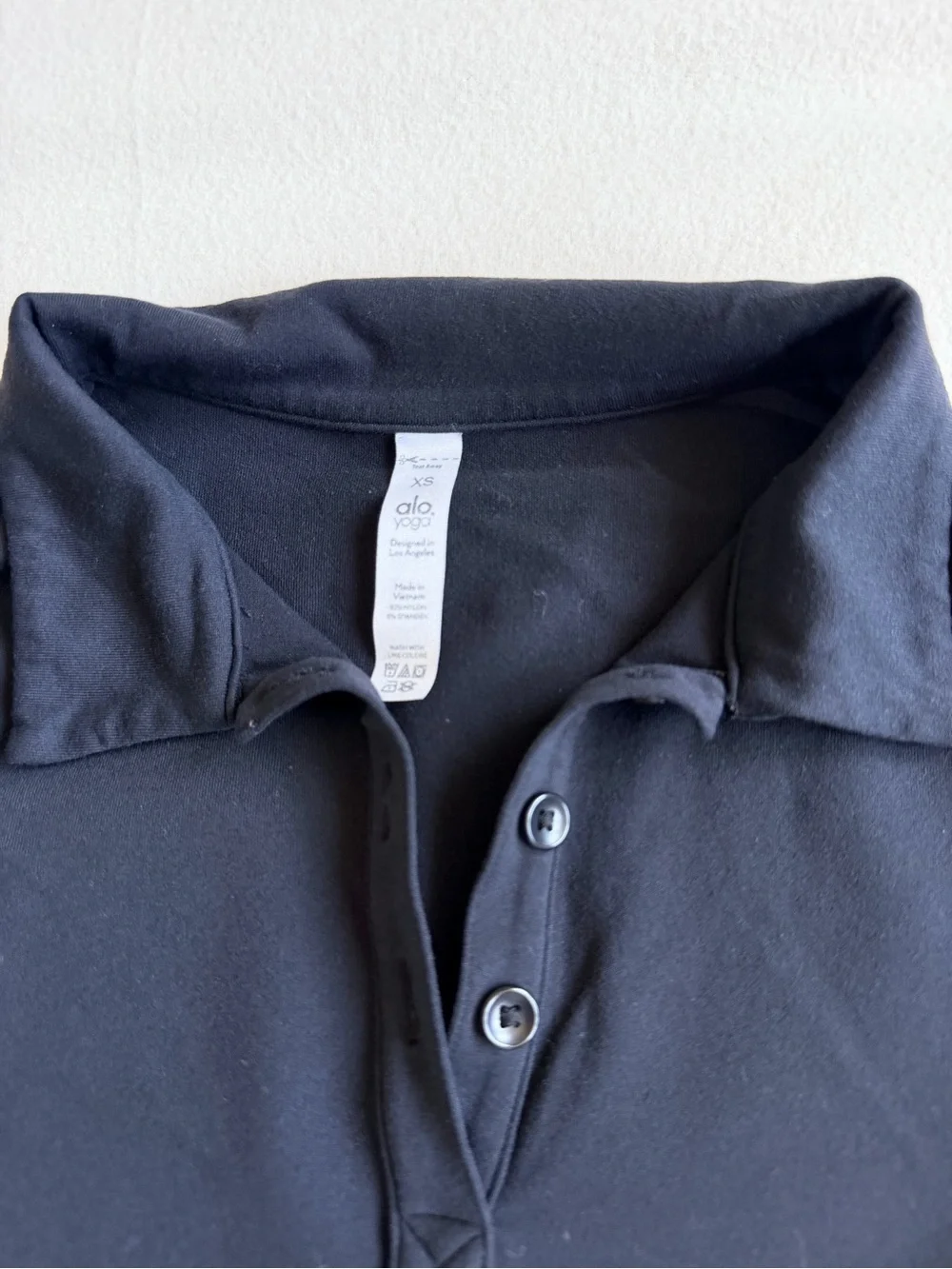 Alo Yoga Black Cropped Polo